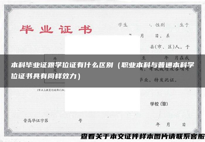 本科毕业证跟学位证有什么区别（职业本科与普通本科学位证书具有同样效力）