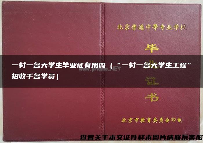 一村一名大学生毕业证有用吗（“一村一名大学生工程”招收千名学员）