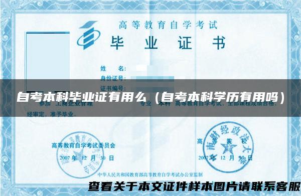 自考本科毕业证有用么（自考本科学历有用吗）