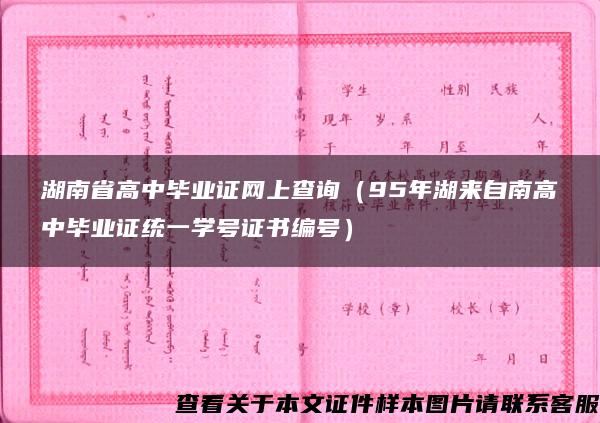 湖南省高中毕业证网上查询（95年湖来自南高中毕业证统一学号证书编号）