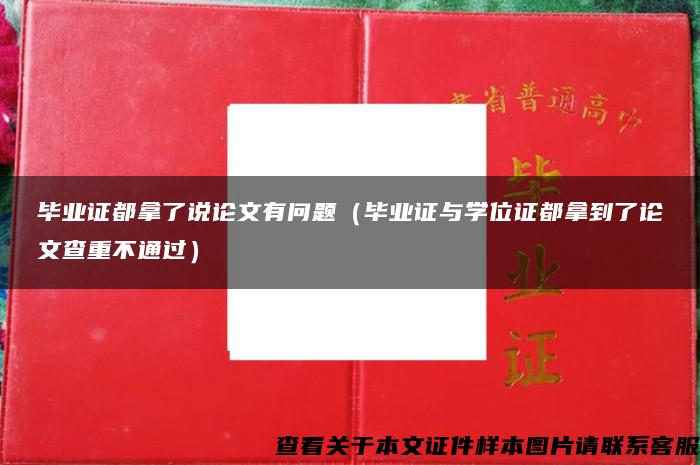 毕业证都拿了说论文有问题（毕业证与学位证都拿到了论文查重不通过）