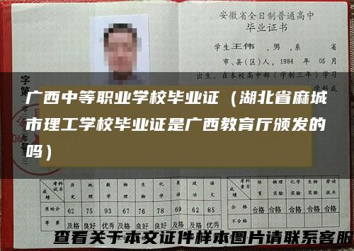 广西中等职业学校毕业证（湖北省麻城市理工学校毕业证是广西教育厅颁发的吗）