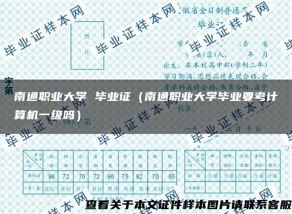 南通职业大学 毕业证（南通职业大学毕业要考计算机一级吗）