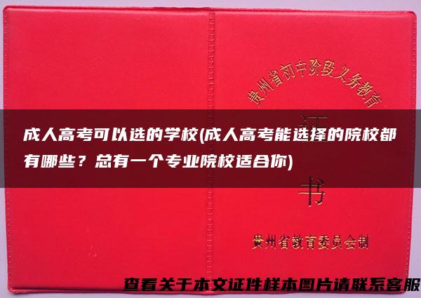 成人高考可以选的学校(成人高考能选择的院校都有哪些？总有一个专业院校适合你)