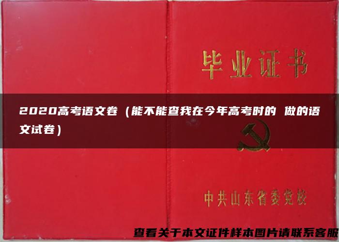 2020高考语文卷（能不能查我在今年高考时的 做的语文试卷）