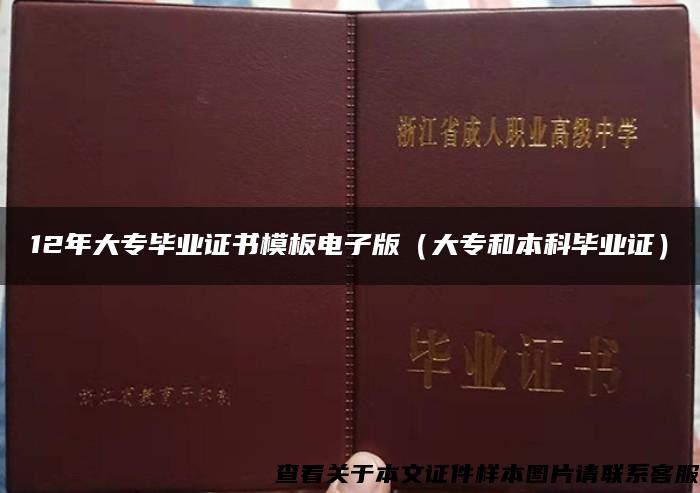 12年大专毕业证书模板电子版（大专和本科毕业证）