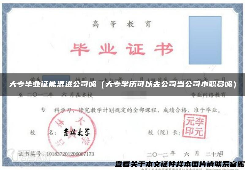 大专毕业证能混进公司吗（大专学历可以去公司当公司小职员吗）