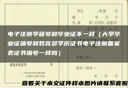 电子注册学籍号和毕业证不一样（大学毕业证编号和教育部学历证书电子注册备案表证书编号一样吗）