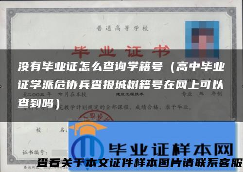 没有毕业证怎么查询学籍号（高中毕业证学派危协兵查报城树籍号在网上可以查到吗）