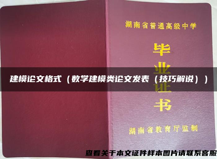 建模论文格式（数学建模类论文发表（技巧解说））