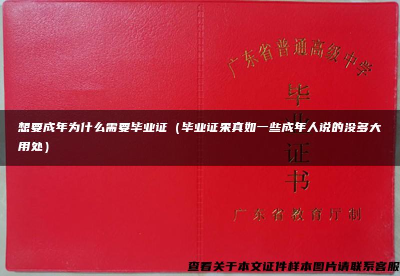 想要成年为什么需要毕业证（毕业证果真如一些成年人说的没多大用处）