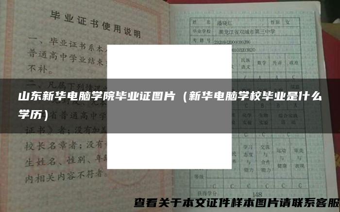 山东新华电脑学院毕业证图片（新华电脑学校毕业是什么学历）