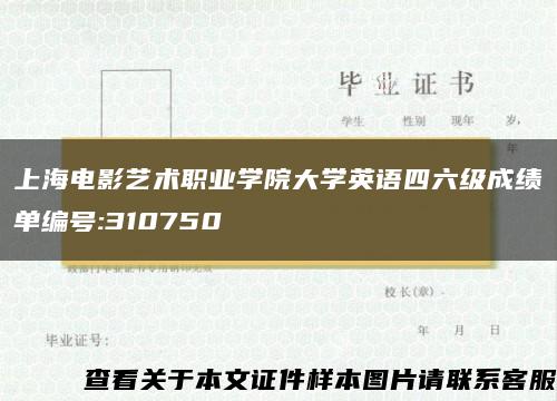 上海电影艺术职业学院大学英语四六级成绩单编号:310750