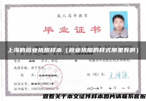 上海的营业执照样本（营业执照的样式那里有啊）