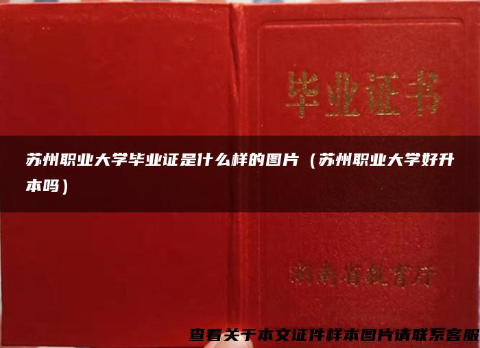 苏州职业大学毕业证是什么样的图片（苏州职业大学好升本吗）