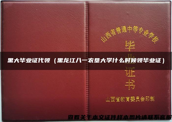 黑大毕业证代领（黑龙江八一农垦大学什么时候领毕业证）