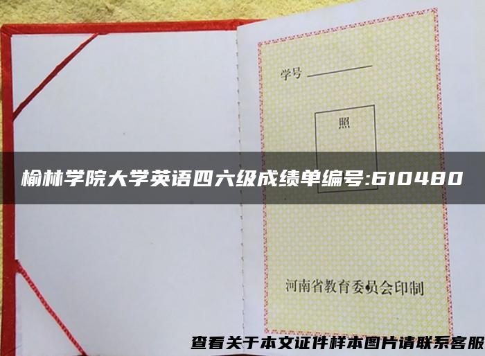 榆林学院大学英语四六级成绩单编号:610480