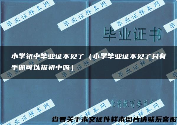 小学初中毕业证不见了（小学毕业证不见了只有手册可以报初中吗）