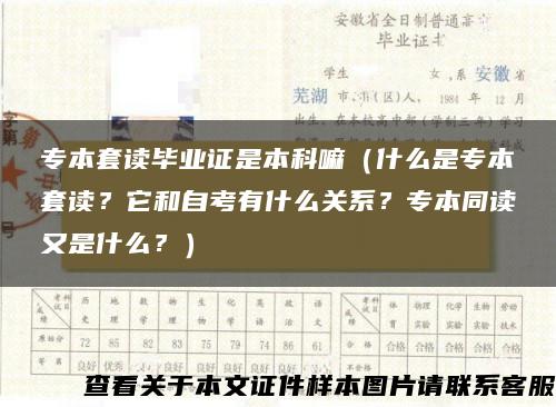 专本套读毕业证是本科嘛（什么是专本套读？它和自考有什么关系？专本同读又是什么？）