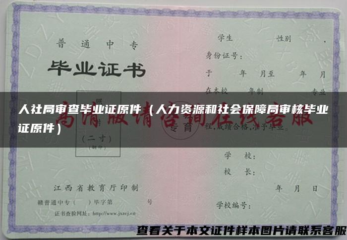 人社局审查毕业证原件（人力资源和社会保障局审核毕业证原件）