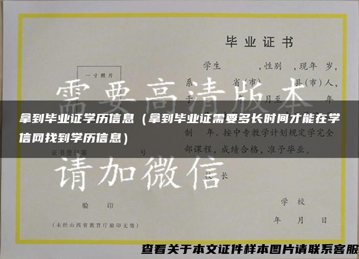 拿到毕业证学历信息（拿到毕业证需要多长时间才能在学信网找到学历信息）