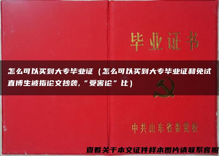 怎么可以买到大专毕业证（怎么可以买到大专毕业证和免试直博生被指论文抄袭,“受害论”比）