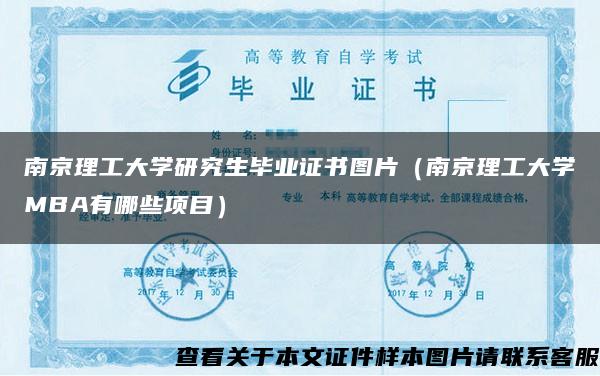 南京理工大学研究生毕业证书图片（南京理工大学MBA有哪些项目）