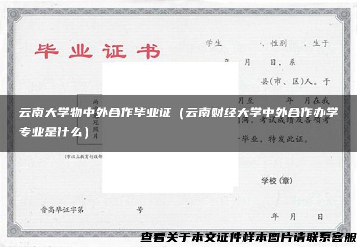 云南大学物中外合作毕业证（云南财经大学中外合作办学专业是什么）