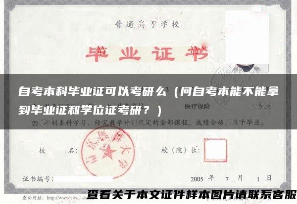 自考本科毕业证可以考研么（问自考本能不能拿到毕业证和学位证考研？）