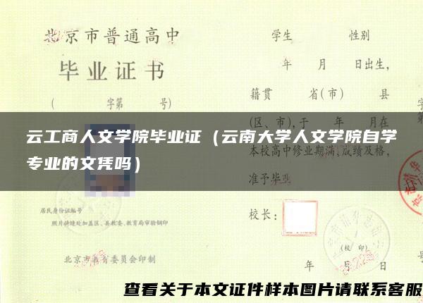 云工商人文学院毕业证（云南大学人文学院自学专业的文凭吗）