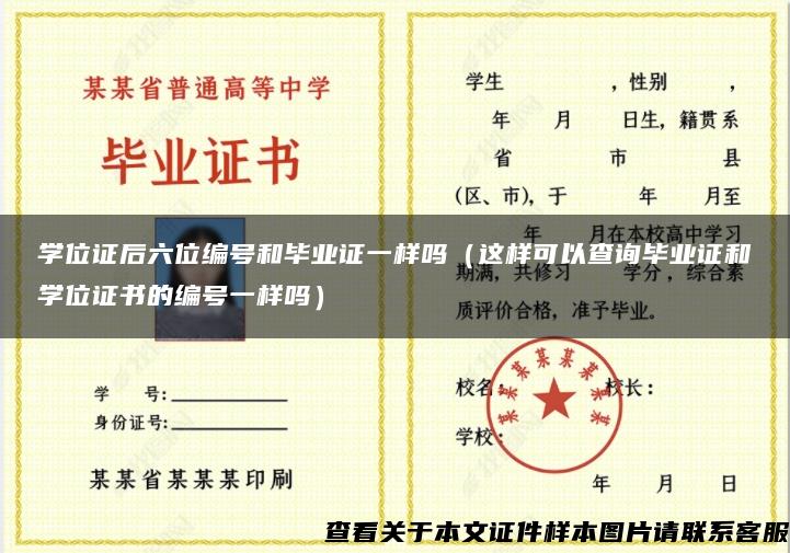 学位证后六位编号和毕业证一样吗（这样可以查询毕业证和学位证书的编号一样吗）