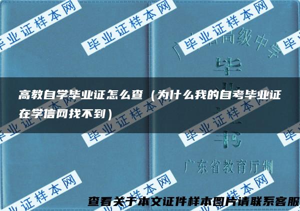 高教自学毕业证怎么查（为什么我的自考毕业证在学信网找不到）