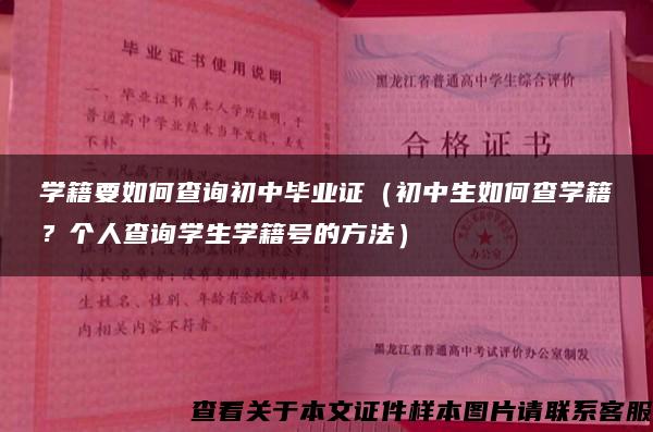 学籍要如何查询初中毕业证（初中生如何查学籍？个人查询学生学籍号的方法）