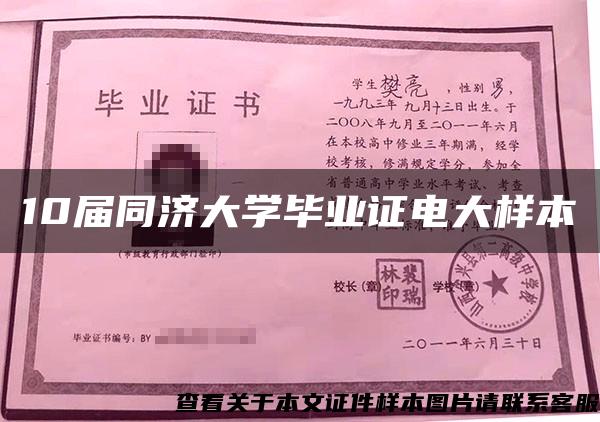 10届同济大学毕业证电大样本