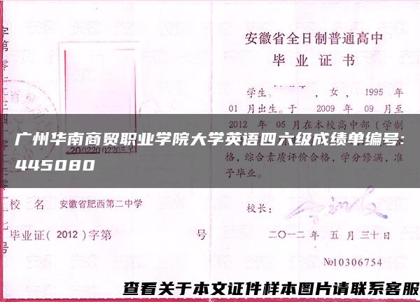 广州华南商贸职业学院大学英语四六级成绩单编号:445080