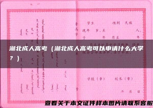 湖北成人高考（湖北成人高考可以申请什么大学？）