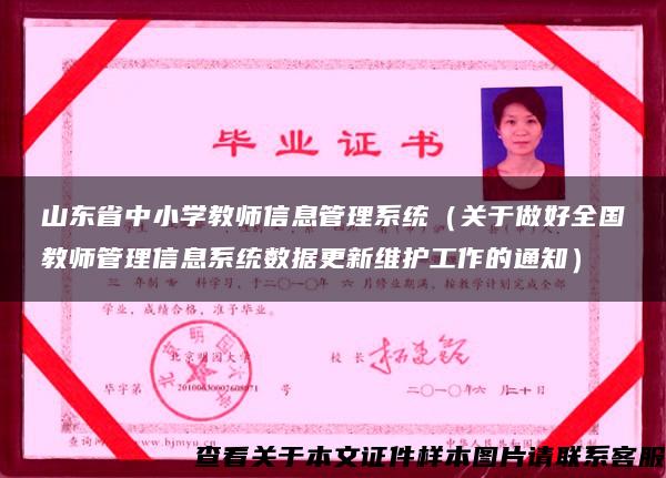 山东省中小学教师信息管理系统（关于做好全国教师管理信息系统数据更新维护工作的通知）