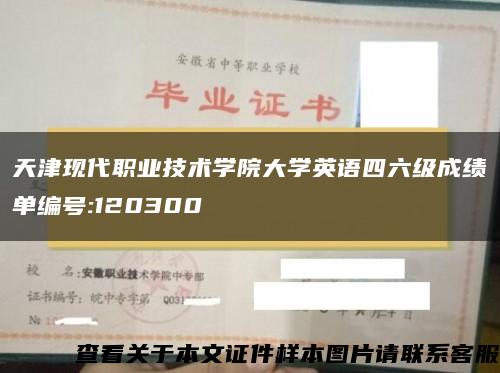 天津现代职业技术学院大学英语四六级成绩单编号:120300