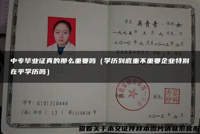 中专毕业证真的那么重要吗（学历到底重不重要企业特别在乎学历吗）