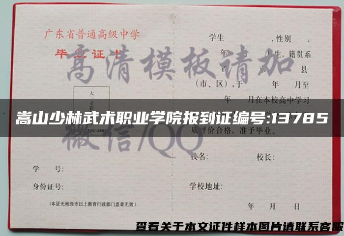 嵩山少林武术职业学院报到证编号:13785