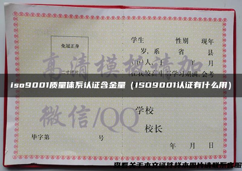 iso9001质量体系认证含金量（ISO9001认证有什么用）