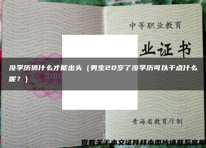 没学历搞什么才能出头（男生20岁了没学历可以干点什么呢？）