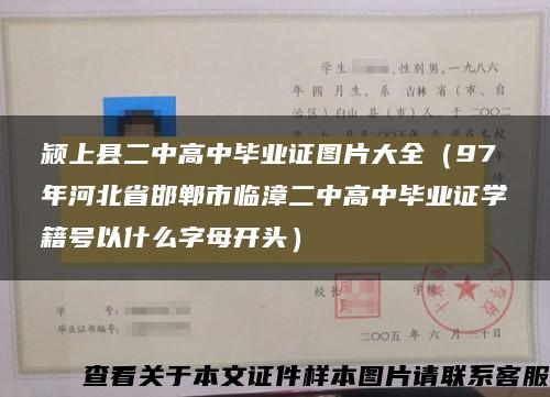 颍上县二中高中毕业证图片大全（97年河北省邯郸市临漳二中高中毕业证学籍号以什么字母开头）