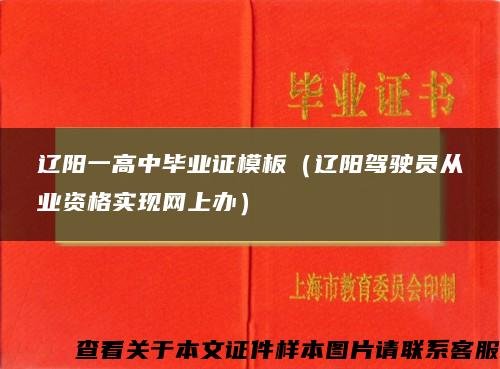 辽阳一高中毕业证模板（辽阳驾驶员从业资格实现网上办）