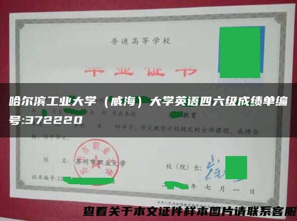 哈尔滨工业大学（威海）大学英语四六级成绩单编号:372220