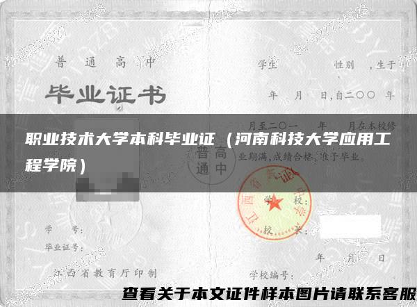 职业技术大学本科毕业证（河南科技大学应用工程学院）