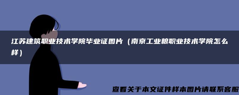 江苏建筑职业技术学院毕业证图片（南京工业粮职业技术学院怎么样）