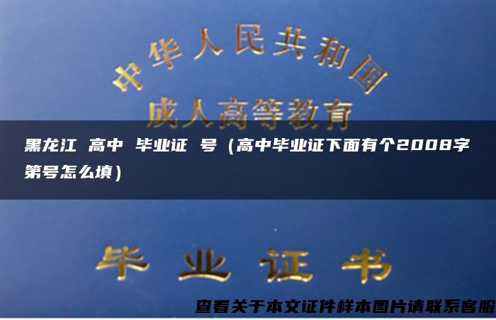 黑龙江 高中 毕业证 号（高中毕业证下面有个2008字第号怎么填）