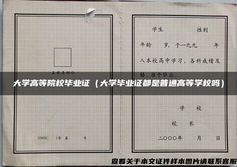 大学高等院校毕业证（大学毕业证都是普通高等学校吗）