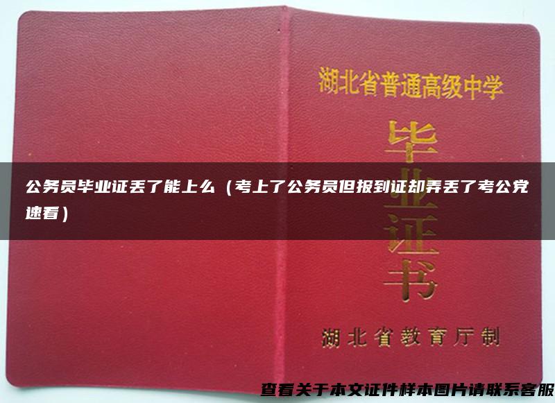 公务员毕业证丢了能上么（考上了公务员但报到证却弄丢了考公党速看）